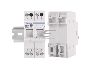 Modulinis rezervinis galios perjungiklis generatoriams | nepertraukiamam elektros energijos tiekimui | 1-0-2 | 2P | 63A | 400V | DIN 2