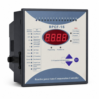 Automatic reactive power compensation controller | 16 steps | 400V | power factor control | for automatic control of capacitor banks Automatic reactive power compensation controller | 16 steps | 400V | power factor control | for automatic control of capacitor banks
