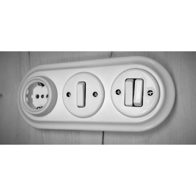 Frame for flush-mounted socket | switch | 3-gang | ceramic | retro style | white 1