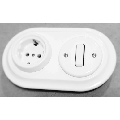 Frame for flush-mounted socket | switch | 2-gang | ceramic | retro style | white 1 Frame for flush-mounted socket | switch | 2-gang | ceramic | retro style | white 1