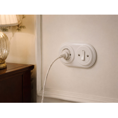 Frame for flush-mounted socket | switch | 2-gang | ceramic | retro style | white 2 Frame for flush-mounted socket | switch | 2-gang | ceramic | retro style | white 2