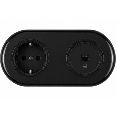 Frame for flush-mounted socket | switch | 2-gang | plastic | retro style | black 1