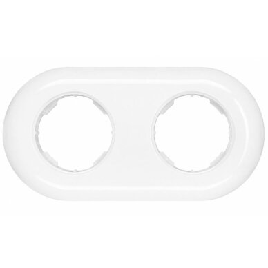 Frame for flush-mounted socket | switch | 2-gang | plastic | retro style | white Frame for flush-mounted socket | switch | 2-gang | plastic | retro style | white
