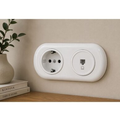 Frame for flush-mounted socket | switch | 2-gang | plastic | retro style | white 2 Frame for flush-mounted socket | switch | 2-gang | plastic | retro style | white 2