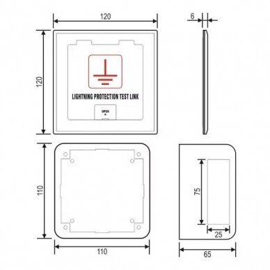 Zemējuma pārbaudes kārba pārsprieguma aizsardzībai | zibensaizsardzības sistēmām | 110x110x65mm | tērauda 3 Zemējuma pārbaudes kārba pārsprieguma aizsardzībai | zibensaizsardzības sistēmām | 110x110x65mm | tērauda 3