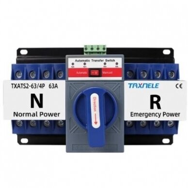Rezerves automātiskais jaudas slēdzis ģeneratoriem | nepārtrauktai elektroapgādei | 4P | 63A | 230/380V Rezerves automātiskais jaudas slēdzis ģeneratoriem | nepārtrauktai elektroapgādei | 4P | 63A | 230/380V