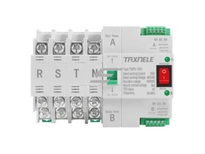 Modulinis rezervinis automatinis galios perjungiklis generatoriams | nepertraukiamam elektros energijos tiekimui | 4P | 100A | 400V | DIN Modulinis rezervinis automatinis galios perjungiklis generatoriams | nepertraukiamam elektros energijos tiekimui | 4P | 100A | 400V | DIN