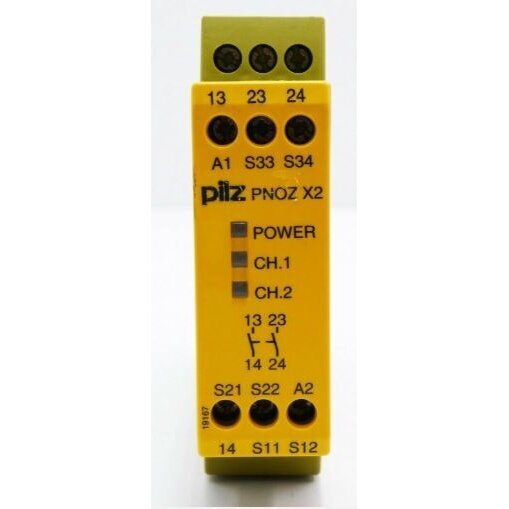 Safety relay | for emergency stop and safety gate monitoring | 24VAC/VDC | 2NO | DIN | PNOZ X2 2S | 774303 1