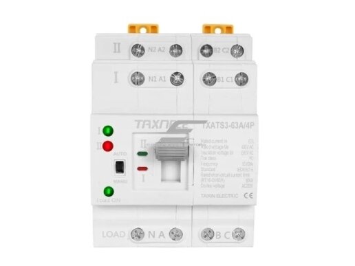 Modulinis rezervinis Automatinis galios perjungiklis generatoriams | nepertraukiamam elektros energijos tiekimui | 4P | 63A | 400V | DIN Modulinis rezervinis Automatinis galios perjungiklis generatoriams | nepertraukiamam elektros energijos tiekimui | 4P | 63A | 400V | DIN