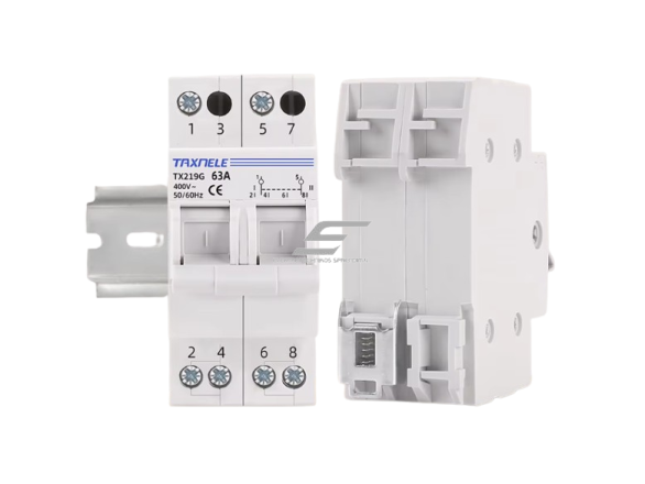Modulinis rezervinis galios perjungiklis generatoriams | nepertraukiamam elektros energijos tiekimui | 1-0-2 | 2P | 63A | 400V | DIN 2