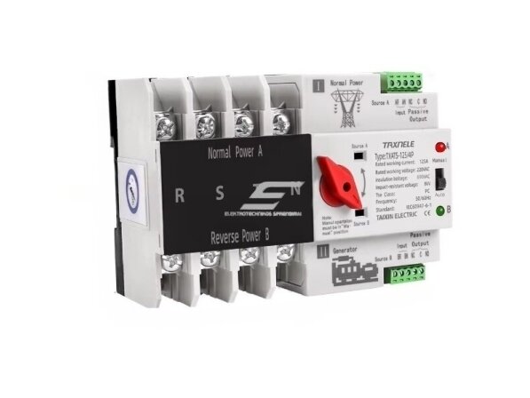Modulinis rezervinis automatinis galios perjungiklis generatoriams | elektros energijos nepertraukiamam tiekimui | 4P | 125A | 380V | DIN Modulinis rezervinis automatinis galios perjungiklis generatoriams | elektros energijos nepertraukiamam tiekimui | 4P | 125A | 380V | DIN