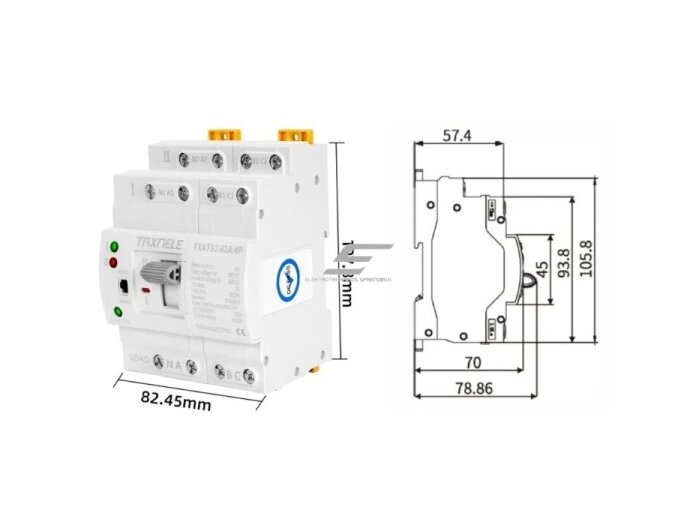 Modulinis rezervinis Automatinis galios perjungiklis generatoriams | nepertraukiamam elektros energijos tiekimui | 4P | 63A | 400V | DIN 1 Modulinis rezervinis Automatinis galios perjungiklis generatoriams | nepertraukiamam elektros energijos tiekimui | 4P | 63A | 400V | DIN 1