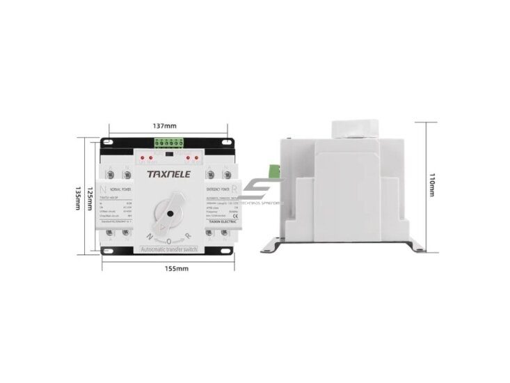Panelinis rezervinis automatinis galios perjungiklis generatoriams | nepertraukiamam elektros energijos tiekimui | 2P | 63A | 230V 1 Panelinis rezervinis automatinis galios perjungiklis generatoriams | nepertraukiamam elektros energijos tiekimui | 2P | 63A | 230V 1
