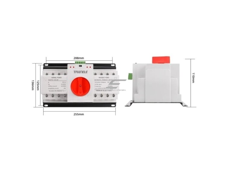 Panelinis rezervinis automatinis galios perjungiklis generatoriams | nepertraukiamam elektros energijos tiekimui | 4P | 125A | 230/380V 1 Panelinis rezervinis automatinis galios perjungiklis generatoriams | nepertraukiamam elektros energijos tiekimui | 4P | 125A | 230/380V 1