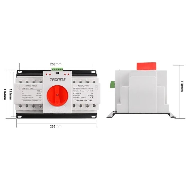 Varuautomaatne lüliti generaatoritele | katkestusteta elektritoite jaoks | 4P | 125A | 230/380V 1