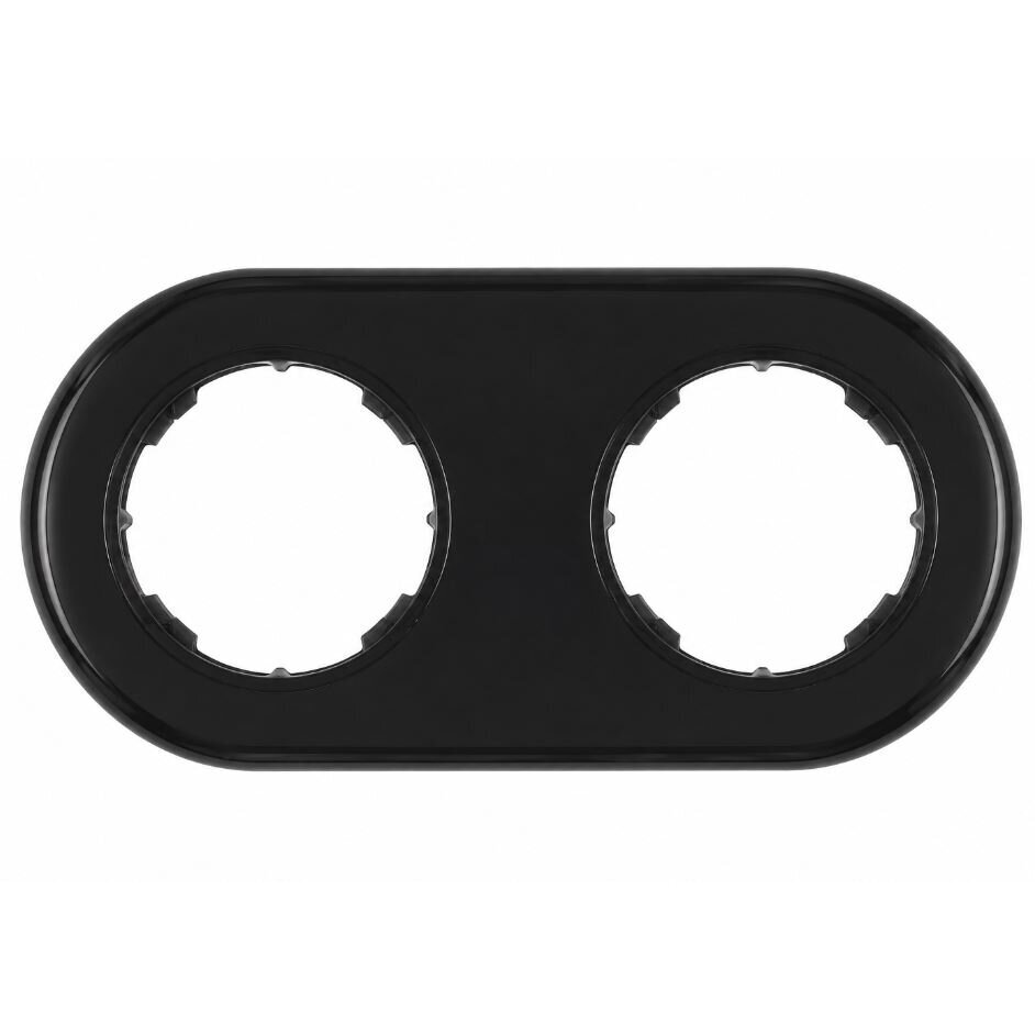 Frame for flush-mounted socket | switch | 2-gang | plastic | retro style | black