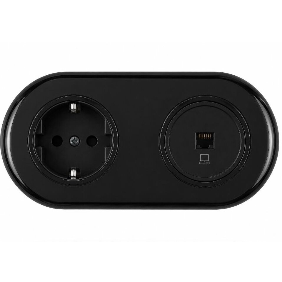 Frame for flush-mounted socket | switch | 2-gang | plastic | retro style | black 1