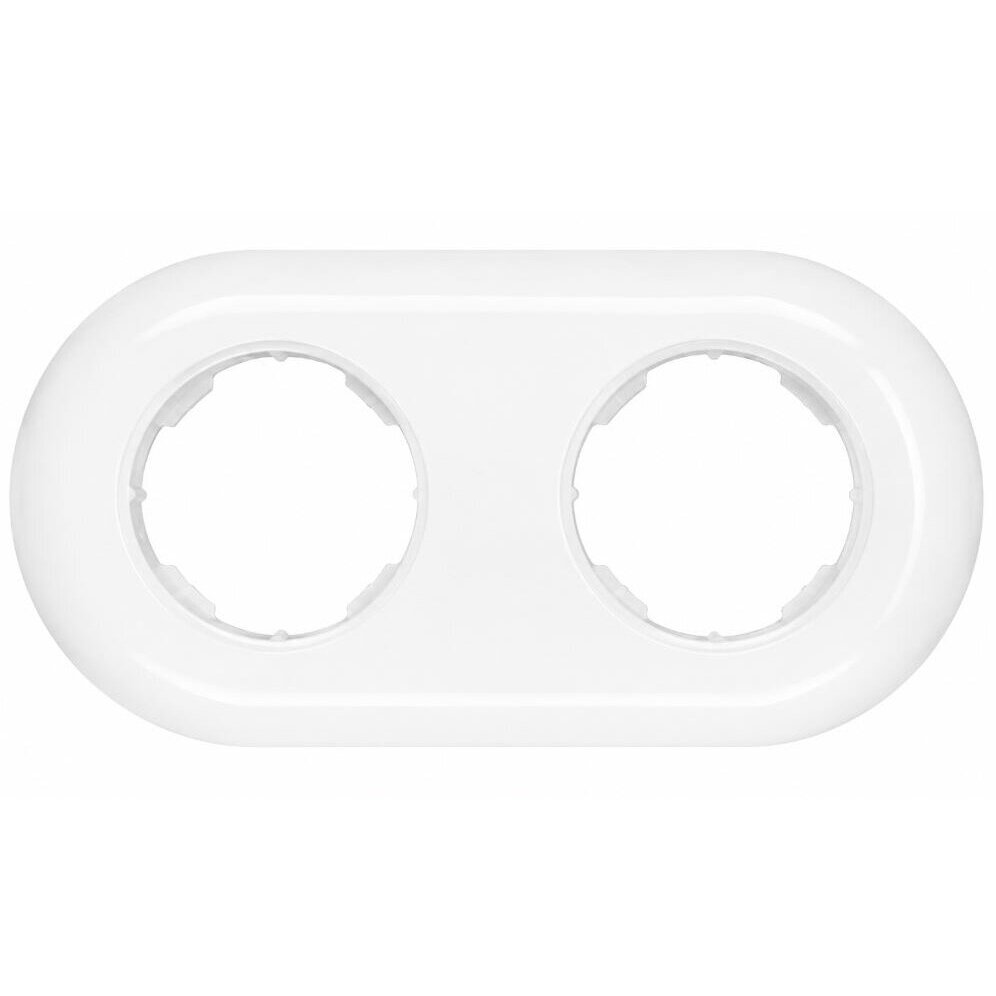Frame for flush-mounted socket | switch | 2-gang | plastic | retro style | white Frame for flush-mounted socket | switch | 2-gang | plastic | retro style | white