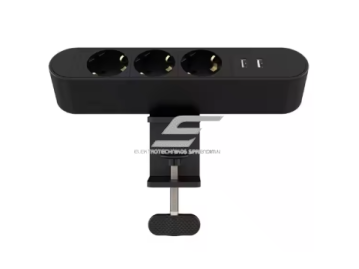 Kištukinis lizdas | tvirtinamas prie stalo paviršiaus | 3xSchuko jungtys | 2xUSB įkrovikliai | juoda | IP20