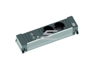 Kištukinių lizdų blokas | montuojamas į baldus | 2xSchuko | 2xUSB-A | 220x52x44mm | 0,2m kabelis | GST13i3 | juodas | Bachmann BA.916.0040