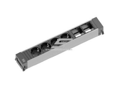 Kištukinių lizdų blokas | montuojamas į baldus | 4xSchuko | 2xPasirenkamos jungtys | 347x52x44mm | 0,5m kabelis | GST13i3 | juodas | Bachmann BA.916.030