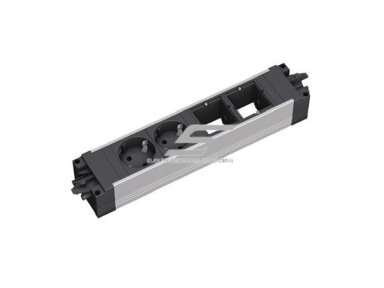 Kištukinių lizdų blokas | montuojamas į baldus | 2xSchuko | 2xPasirenkamos jungtys | 263x52x44mm | PDU | GST18 | juodas | Bachmann BA.906.001