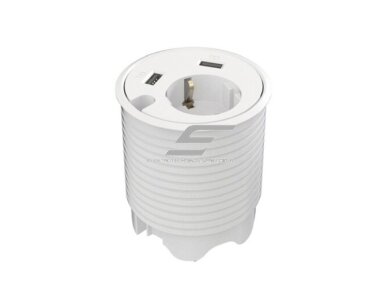 Kištukinių lizdų blokas | montuojamas į baldus | apvalus | 1xSchuko | 2xUSB-A | 1xAnga laidui | Ø79mm | 1,25m kabelis | reguliuojamas gylis | baltas | Bachmann KO.935-PD14-BA Kištukinių lizdų blokas | montuojamas į baldus | apvalus | 1xSchuko | 2xUSB-A | 1xAnga laidui | Ø79mm | 1,25m kabelis | reguliuojamas gylis | baltas | Bachmann KO.935-PD14-BA