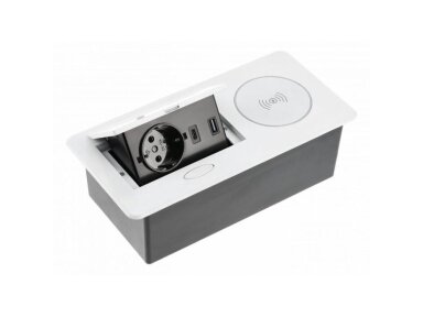 Kištukinių lizdų blokas | montuojamas į baldus | užsidarantis | 1xSchuko | 2xUSB-A+C | belaidė įkrovimo stotelė | 240x119x72mm | 1,5m kabelis | baltas | AE-PB1SAVAP-10 | 5902801325540 Kištukinių lizdų blokas | montuojamas į baldus | užsidarantis | 1xSchuko | 2xUSB-A+C | belaidė įkrovimo stotelė | 240x119x72mm | 1,5m kabelis | baltas | AE-PB1SAVAP-10 | 5902801325540