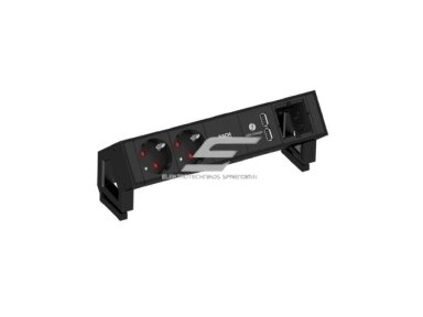 Kištukinių lizdų blokas | montuojamas ant stalo paviršiaus | 2xSchuko | 2xUSB-A | 1xPasirenkama jungtis | 250x86x99mm | 0,2m kabelis | GST18 | su laikikliais | juodas | Bachmann BA.902.602 Kištukinių lizdų blokas | montuojamas ant stalo paviršiaus | 2xSchuko | 2xUSB-A | 1xPasirenkama jungtis | 250x86x99mm | 0,2m kabelis | GST18 | su laikikliais | juodas | Bachmann BA.902.602