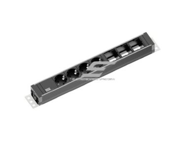 Kištukinių lizdų blokas | montuojamas į baldus | 4xSchuko | 3xPasirenkamos jungtys | 406x52x44mm | 3m kabelis | PDU | juodas | Bachmann BA.922.0071