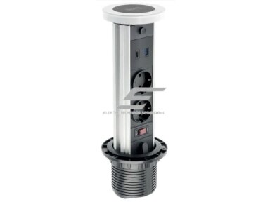 Išsikeliantis kištukinių lizdų blokas | kolona | montuojamas į baldus | apvalus | 2xSchuko | 1xUSB-A | 1xUSB-C | belaidė įkrovimo stotelė | Ø80mm | 1,5m kabelis | sidabrinis | GTV | AE-BPW2SCAM-10 | 5902801325656 Išsikeliantis kištukinių lizdų blokas | kolona | montuojamas į baldus | apvalus | 2xSchuko | 1xUSB-A | 1xUSB-C | belaidė įkrovimo stotelė | Ø80mm | 1,5m kabelis | sidabrinis | GTV | AE-BPW2SCAM-10 | 5902801325656