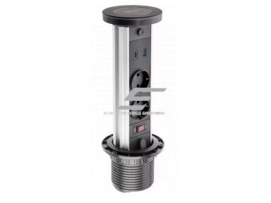 Išsikeliantis kištukinių lizdų blokas | kolona | montuojamas į baldus | apvalus | 2xSchuko | 1xUSB-A | 1xUSB-C | belaidė įkrovimo stotelė | Ø80mm | 1,5m kabelis | juodas | GTV | AE-BPW2SCAM-20 | 5902801355233 Išsikeliantis kištukinių lizdų blokas | kolona | montuojamas į baldus | apvalus | 2xSchuko | 1xUSB-A | 1xUSB-C | belaidė įkrovimo stotelė | Ø80mm | 1,5m kabelis | juodas | GTV | AE-BPW2SCAM-20 | 5902801355233