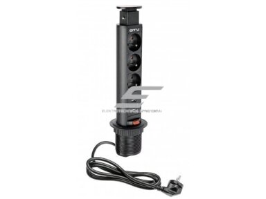 Išsikeliantis kištukinių lizdų blokas | kolona | montuojamas į baldus | apvalus | 3xSchuko | 2xUSB-A | Ø60mm | 1,5m kabelis | juodas | GTV | AE-BPW3S60U-20 | 5901867130945 Išsikeliantis kištukinių lizdų blokas | kolona | montuojamas į baldus | apvalus | 3xSchuko | 2xUSB-A | Ø60mm | 1,5m kabelis | juodas | GTV | AE-BPW3S60U-20 | 5901867130945