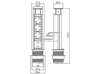 Išsikeliantis kištukinių lizdų blokas | kolona | montuojamas į baldus | apvalus | 3xSchuko | 2xUSB-A | Ø60mm | 1,5m kabelis | sidabrinis | GTV | AE-BPW3S60U-80 | 5901867130969 Išsikeliantis kištukinių lizdų blokas | kolona | montuojamas į baldus | apvalus | 3xSchuko | 2xUSB-A | Ø60mm | 1,5m kabelis | sidabrinis | GTV | AE-BPW3S60U-80 | 5901867130969