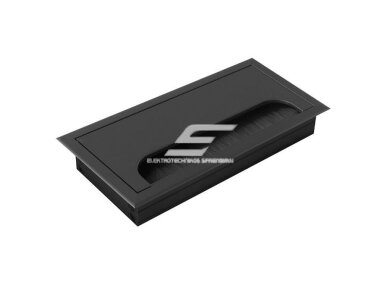 Dangtelis kištukinių lizdų blokui | montuojamas į baldus | užsidarantis | 160x80x27mm | metalinis | juodas | PRZEP-160X80-CZ-01 | 5908293405357
