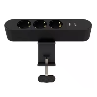 Galda virsmai stiprināma rozetes bloks | 3x Schuko kontaktligzdas | 2x USB lādētāji | melns | IP20 Galda virsmai stiprināma rozetes bloks | 3x Schuko kontaktligzdas | 2x USB lādētāji | melns | IP20