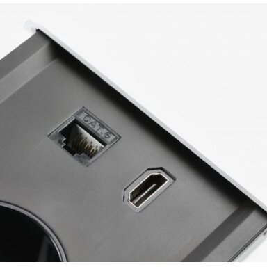 Kontaktligzdu bloks | iebūvējams mēbelēs | aizverams | 2xSchuko | 2xUSB-A+C | 1xHDMI | 1xRJ45 | 310x100x58mm | 1,5m kabelis | sudraba krāsā | GTV | AE-PB2SPRES-53 | 5902801349829