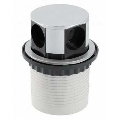 Izvelkams kontaktligzdu bloks | kolonna | montējams mēbelēs | apaļš | 4xSchuko | Ø100mm | 1,5m kabelis | sudraba krāsā | GTV | AE-BPW4S100-53 | 5902801253003