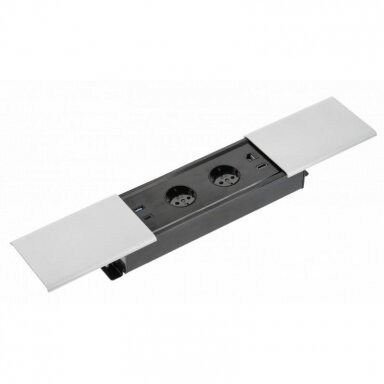 Kontaktligzdu bloks | iebūvējams mēbelēs | aizverams | 2xSchuko | 2xUSB-A+C | 1xHDMI | 1xRJ45 | 310x100x58mm | 1,5m kabelis | sudraba krāsā | GTV | AE-PB2SPRES-53 | 5902801349829
