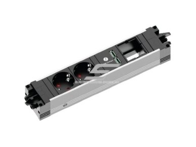 Kištukinių lizdų blokas | montuojamas į baldus | 2xSchuko | 1xPasirenkama jungtis | 2xUSB-A | 263x52x44mm | PDU | GST18 | Bachmann BA.906.0113 Kištukinių lizdų blokas | montuojamas į baldus | 2xSchuko | 1xPasirenkama jungtis | 2xUSB-A | 263x52x44mm | PDU | GST18 | Bachmann BA.906.0113