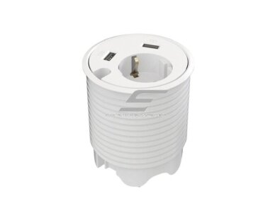 Kištukinių lizdų blokas | montuojamas į baldus | apvalus | 1xSchuko | 2xUSB-A | 1xAnga laidui | Ø79mm | 1,25m kabelis | reguliuojamas gylis | baltas | Bachmann KO.935-PD14-BA Kištukinių lizdų blokas | montuojamas į baldus | apvalus | 1xSchuko | 2xUSB-A | 1xAnga laidui | Ø79mm | 1,25m kabelis | reguliuojamas gylis | baltas | Bachmann KO.935-PD14-BA