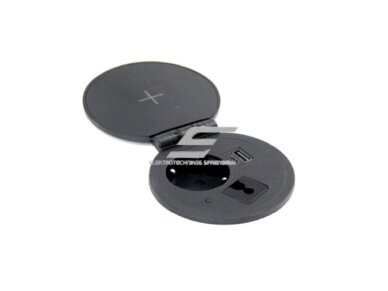 Kištukinių lizdų blokas | montuojamas į baldus | apvalus | užsidarantis | 1xSchuko | 2xUSB-A+C | belaidė įkrovimo stotelė | Ø80 mm | juodas | Bachmann SA.AISDOT Kištukinių lizdų blokas | montuojamas į baldus | apvalus | užsidarantis | 1xSchuko | 2xUSB-A+C | belaidė įkrovimo stotelė | Ø80 mm | juodas | Bachmann SA.AISDOT