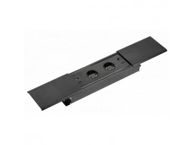 Kištukinių lizdų blokas | montuojamas į baldus | užsidarantis | 2xSchuko | 2xUSB-A+C | 1xHDMI | 1xRJ45 | 310x100x58mm | 1,5m kabelis | juodas | AE-PB2SPRES-20 | 5902801349669