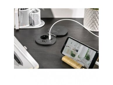 Kištukinių lizdų blokas | kolona | montuojamas į baldus | apvalus | užsidarantis | 1xSchuko | 2xUSB-A+C | HDMI/RJ45 | belaidė įkrovimo stotelė | Ø80mm | 1,5m kabelis | juodas | GTV | AE-BPW1SACP-20 | 5902801355332 2 Kištukinių lizdų blokas | kolona | montuojamas į baldus | apvalus | užsidarantis | 1xSchuko | 2xUSB-A+C | HDMI/RJ45 | belaidė įkrovimo stotelė | Ø80mm | 1,5m kabelis | juodas | GTV | AE-BPW1SACP-20 | 5902801355332 2