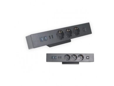 Kištukinių lizdų blokas | montuojamas ant stalo paviršiaus | 3xSchuko | 2xUSB | 2xUSB Data | su jungikliu | juodas | Bachmann SA.PO.DESK.SQURE-MM Kištukinių lizdų blokas | montuojamas ant stalo paviršiaus | 3xSchuko | 2xUSB | 2xUSB Data | su jungikliu | juodas | Bachmann SA.PO.DESK.SQURE-MM