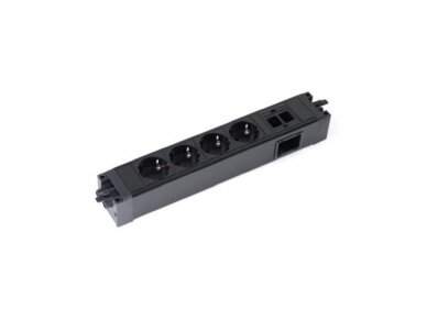 Kištukinių lizdų blokas | montuojamas į baldus | 4xSchuko | 2xKeystone 90° | 311x52x48mm | GST | juodas | Bachmann SA.PO.4.1