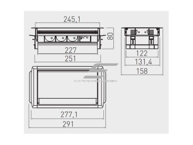 Kištukinių lizdų blokas | montuojamas į baldus | užsidarantis | 3xSchuko | 2xUSB-A | 310x100x58mm | 1,5m kabelis | sidabrinis | AE-PBC3GS2U-53BKS | 5901867196651 2