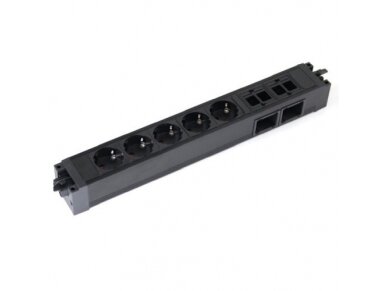 Kištukinių lizdų blokas | montuojamas į baldus | 5xSchuko | 4xKeystone (90° LAN/HDMI) | 397x52x48mm | GST | juodas | Bachmann SA.PO.5.2 Kištukinių lizdų blokas | montuojamas į baldus | 5xSchuko | 4xKeystone (90° LAN/HDMI) | 397x52x48mm | GST | juodas | Bachmann SA.PO.5.2