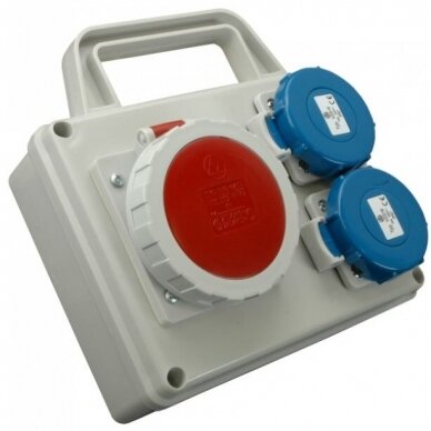 Industrial socket box | 1×16 A 5P 400 V + 2×230 V 16 A | with holder | IP67 | SEZ ROSPG 1631 D Industrial socket box | 1×16 A 5P 400 V + 2×230 V 16 A | with holder | IP67 | SEZ ROSPG 1631 D