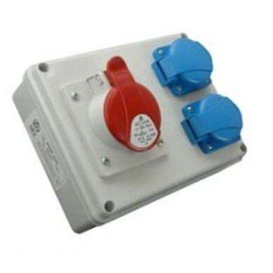 Industrial socket box | 1×16 A 5P 400 V + 2×Schuko 230 V | IP54 | SEZ ROSP 1631/S Industrial socket box | 1×16 A 5P 400 V + 2×Schuko 230 V | IP54 | SEZ ROSP 1631/S
